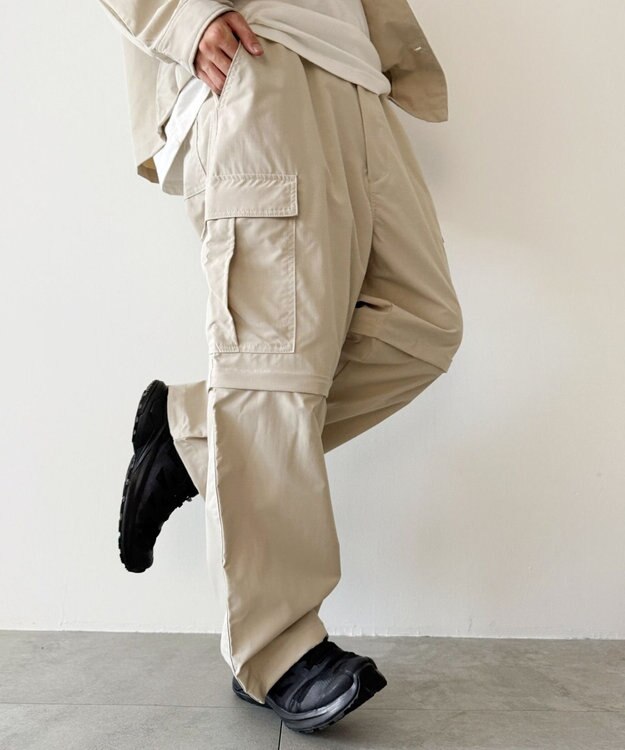 WEGO 【セットアップ対応ITEM】2WAYリップストップカーゴパンツ ベージュ