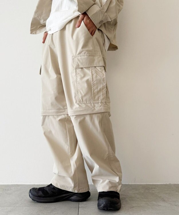 WEGO 【セットアップ対応ITEM】2WAYリップストップカーゴパンツ ベージュ