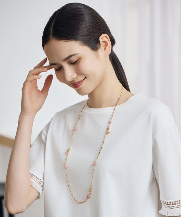 自由区 ストーンMIX ネックレス ピンク