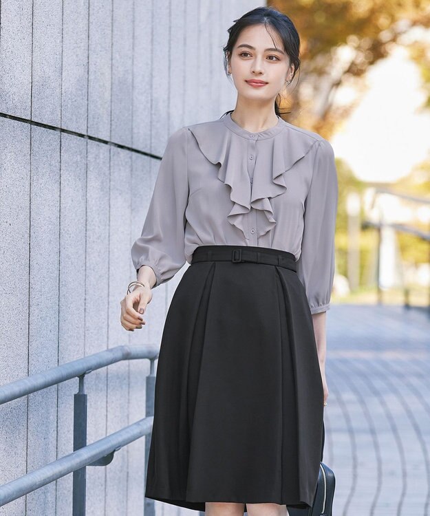 Tiaclasse 【洗える】フリルブラウス グレー