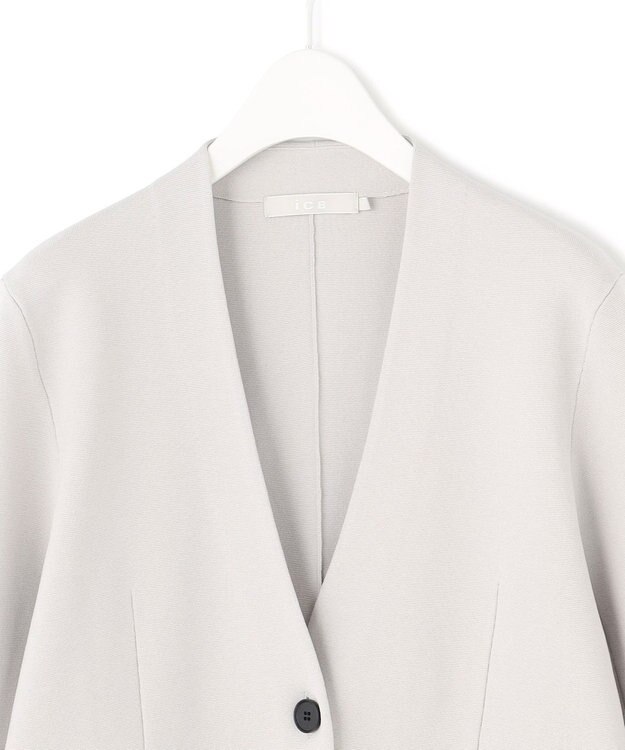 ICB 【洗える】シンセティックミラノリブ ニットジャケット トープ系