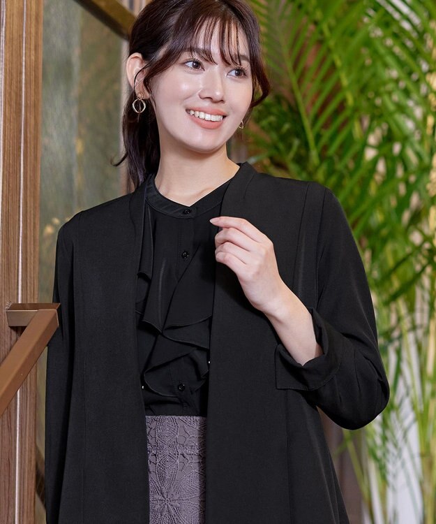 Tiaclasse 【洗える】フリルブラウス ブラック