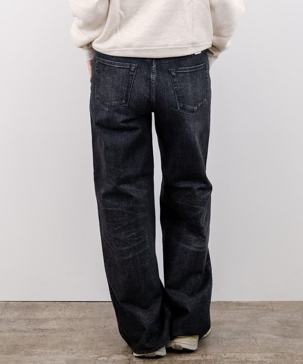 caqu modern baggy ワイドシルエットデニムパンツ USED WASH black 1year