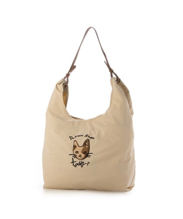 UNBILLION カシュカシュ cachecache / アニマルドローイング刺繍ナイロントート ベージュ