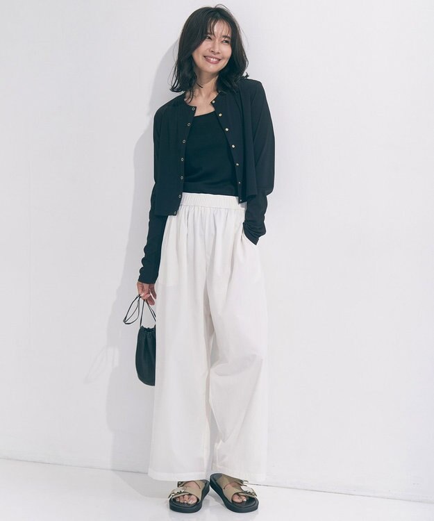 UNFILO 【セットアップ着用可/ウエストゴム】FINE MOVE ギャザーワイドパンツ オフ