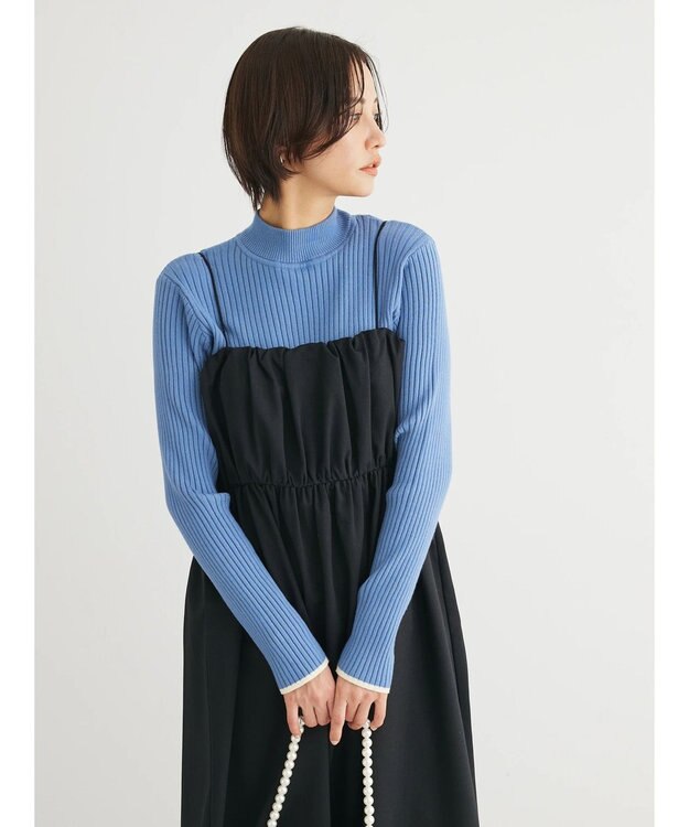 Green Parks ・ＥＬＥＮＣＡＲＥ　ＤＵＥ　ハイショクリブハイネックニット Blue