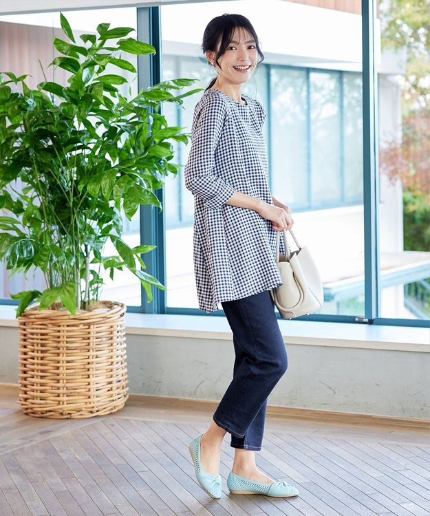 Tiaclasse 【安田美沙子さん着用・洗える】ストレッチストレートデニム ネイビー