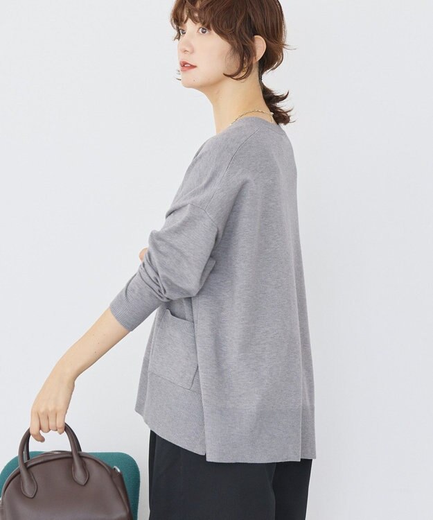 AMERICAN HOLIC 【WEB限定】バイパチVネックルーズカーディガン Gray Mixture