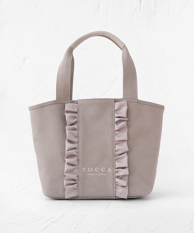 TOCCA 【A4サイズ対応】RIBBON FRILL CANVASTOTE キャンバストートバッグ グレージュ系