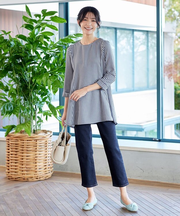 Tiaclasse 【安田美沙子さん着用・洗える】ストレッチストレートデニム ネイビー