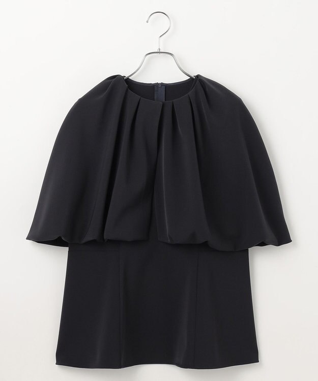 #Newans ＜亀恭子さんコラボ＞取り外し可能ケープ付きペプラムブラウス ネイビー