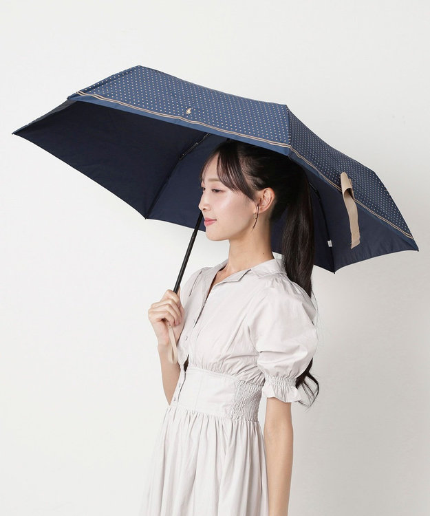MOONBAT POLO RALPH LAUREN(ポロ ラルフローレン) ツイルドットポロポニー 雨傘 折りたたみ傘 ネイビーブルー