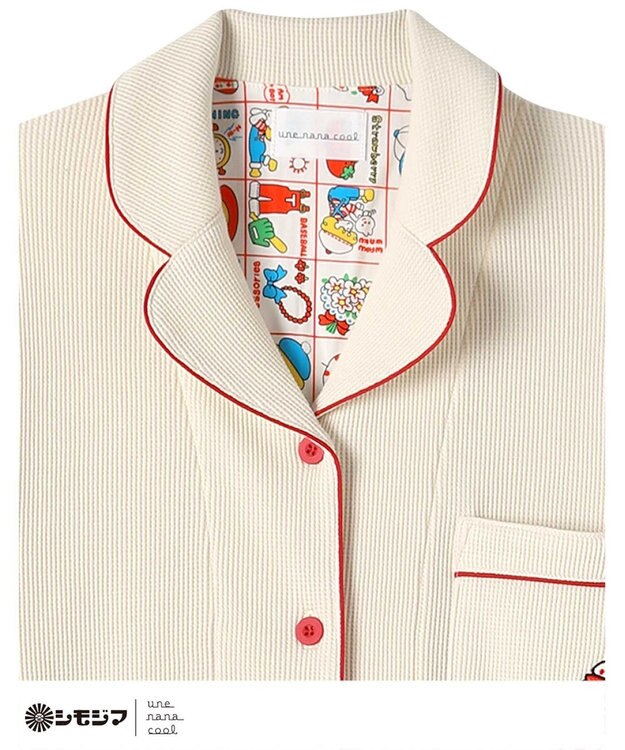 une nana cool MADE WITH シモジマ 【綿100%】開襟ワッフルパジャマ ライトベージュ