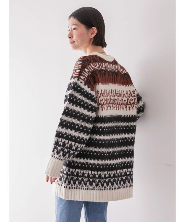 AMERICAN HOLIC フェアアイル柄ニットカーディガン Brown