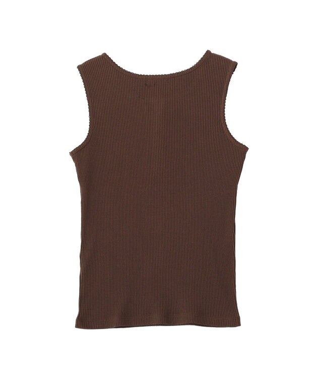 earth music&ecology 【綿100％】ピコミシンヘンリーネックタンクトップ Brown