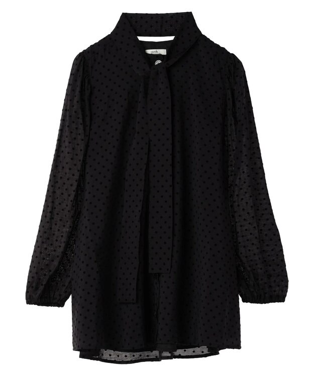 earth music&ecology ドットチュニック丈リボン付きワンピース Dot Black