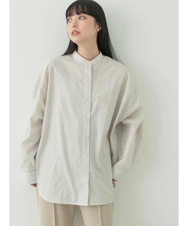 earth music&ecology ドルマンストライプシャツ Stripe Beige