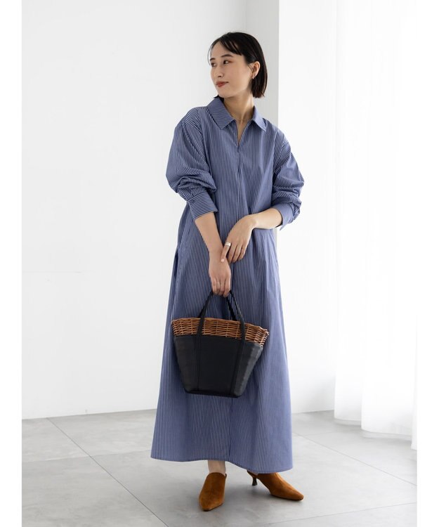 Te chichi サイドホックフロントジップワンピース ブルー