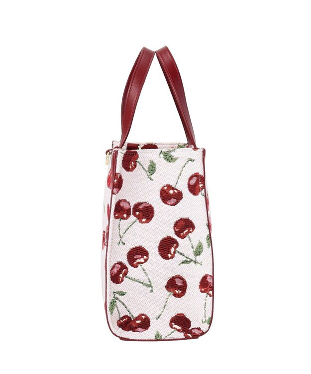 Maison de FLEUR チェリー柄ゴブラン２Ｗａｙスクエアトートバッグ Red