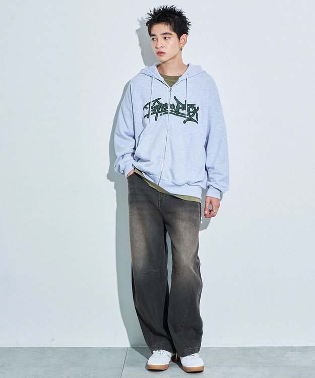 WEGO ワッペンロゴジップパーカー アッシュグレー