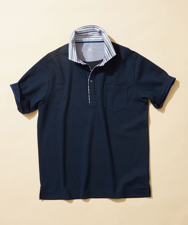 JOSEPH ABBOUD 【キングサイズ・オーガニックコットン使用】ダディ ポロシャツ ネイビー系