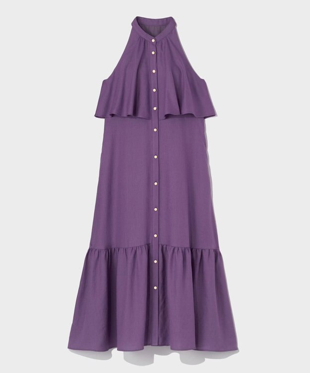 GRACE CONTINENTAL リネンライクホルタードレス パープル
