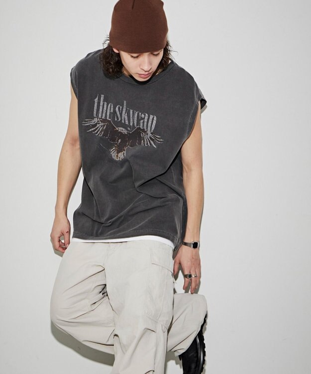 WEGO 【ユニセックス着用アイテム/手洗い可】ピグメントグラフィックノースリーブ 柄1