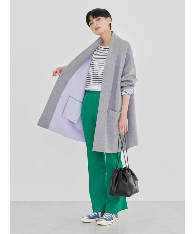 AMERICAN HOLIC バイカラーニットコーディガン Light Gray Mixture