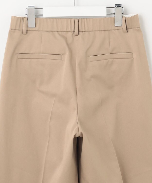 自由区 L 【接触冷感/洗える】サテンストレッチ ワイドパンツ ベージュ系