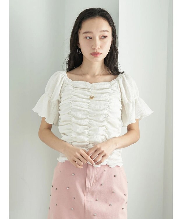 earth music&ecology カットシャーリングプルオーバー White