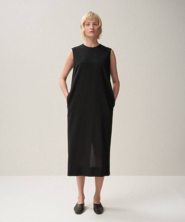 ATON HIGH TWIST WOOL | スリーブレスドレス BLACK