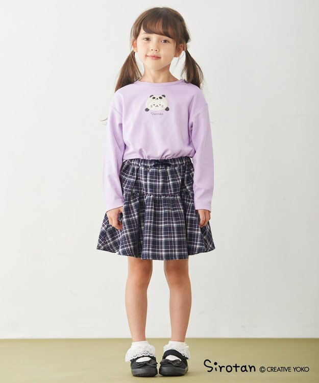 ANY KIDS 【しろたん×any FAM】しろたんサガラ刺繍長袖Tシャツ ラベンダー