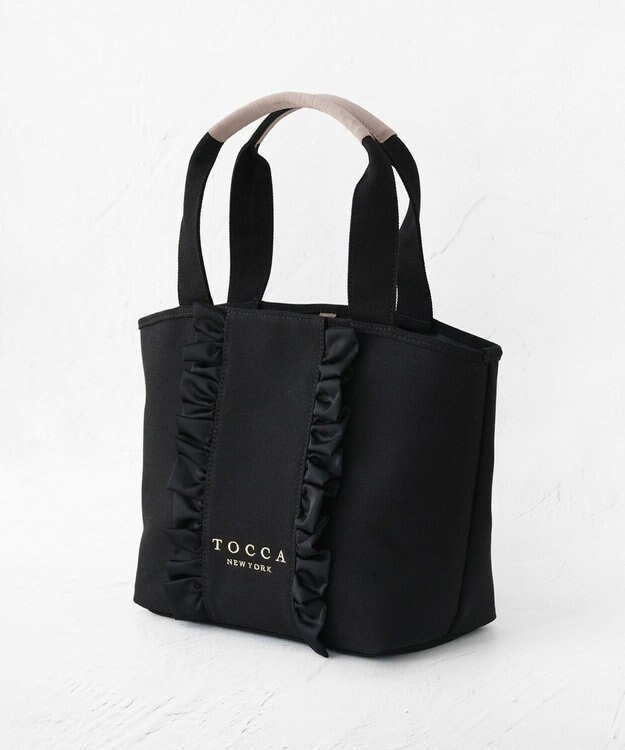 TOCCA 【A4サイズ対応】RIBBON FRILL CANVASTOTE キャンバストートバッグ ブラック系