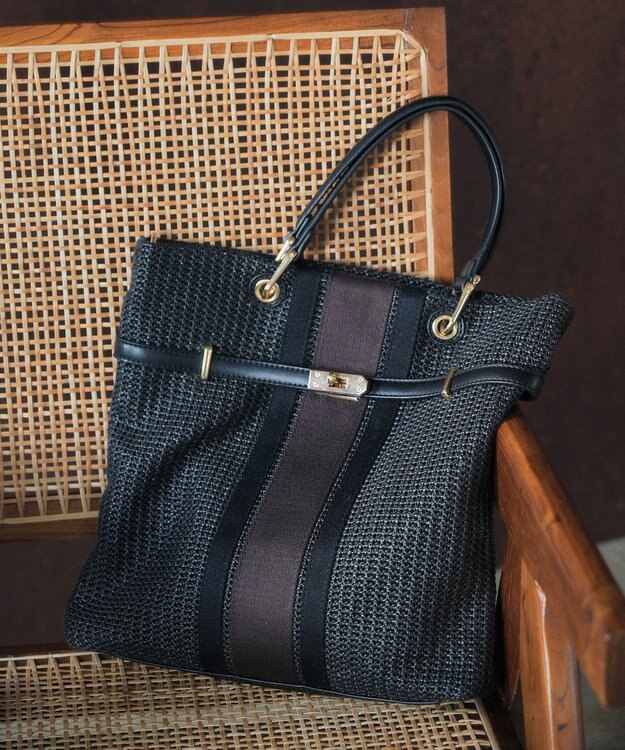 YECCA VECCA 【A4対応】2wayライントートバッグ Black