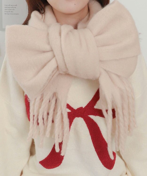 WEGO 【マフラー/ユニセックス着用】ワイドフリンジストール ライトピンク