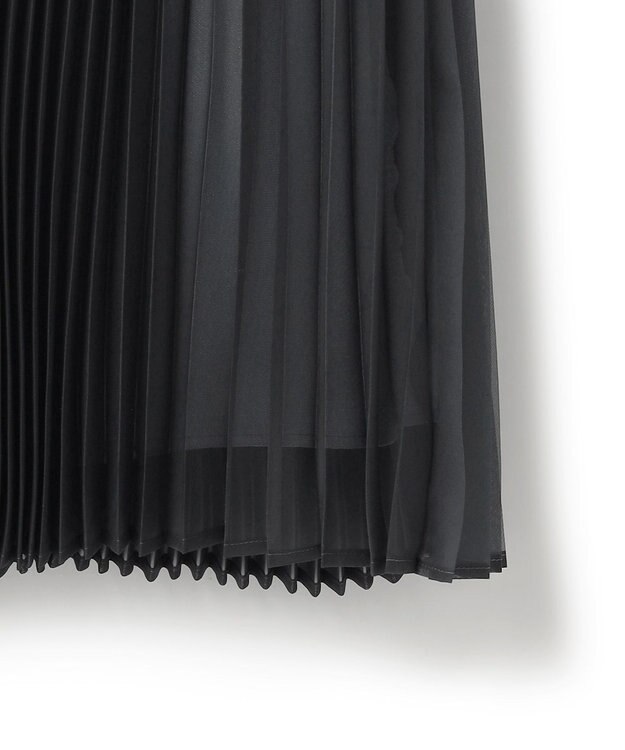 ICB 【洗える】LooseWeave ドッキングプリーツスカート チャコール系