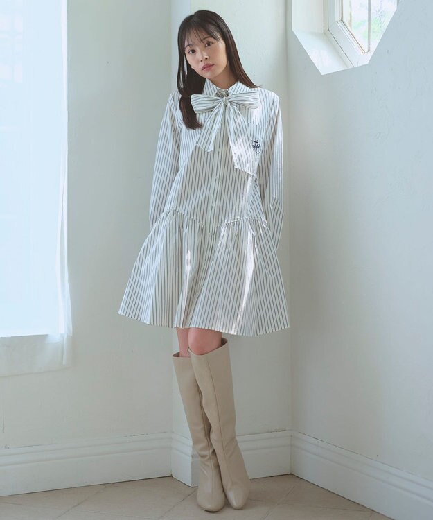 Feroux 【2WAY】リボンタイシャツ ワンピース ホワイト系1