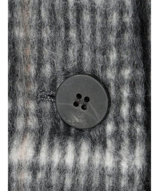 Green Parks コクーンシルエットチェックシャギーコート Black