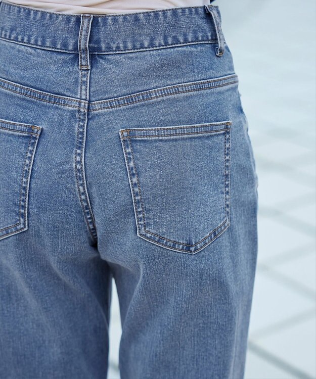 Tiaclasse 【安田美沙子さん着用・洗える】ストレッチストレートデニム ブルー