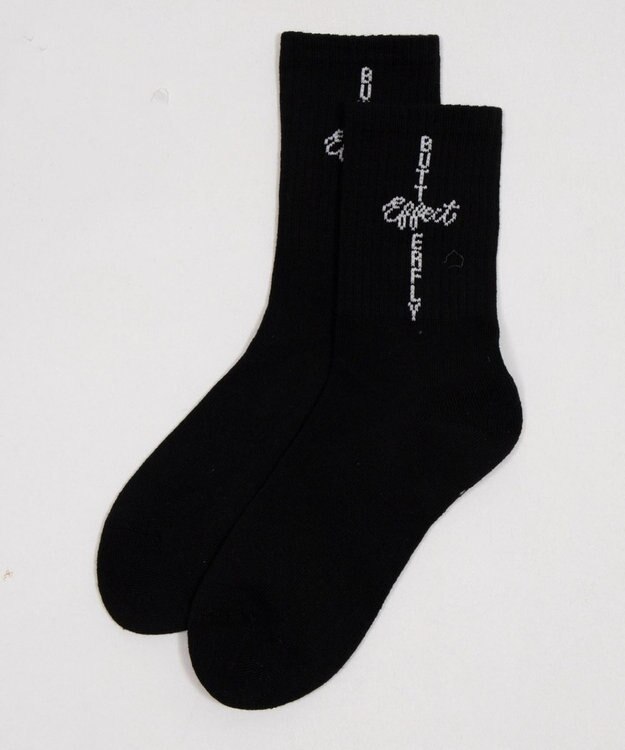 WEGO クロスロゴデザインソックス ブラック