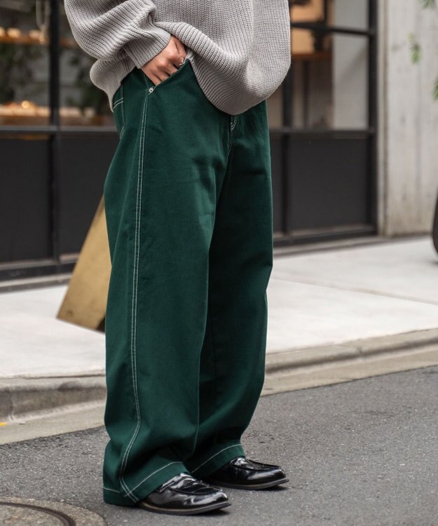 WEGO 【ユニセックス着用アイテム/ウエストゴム】ワーカーズパンツ ダークグリーン