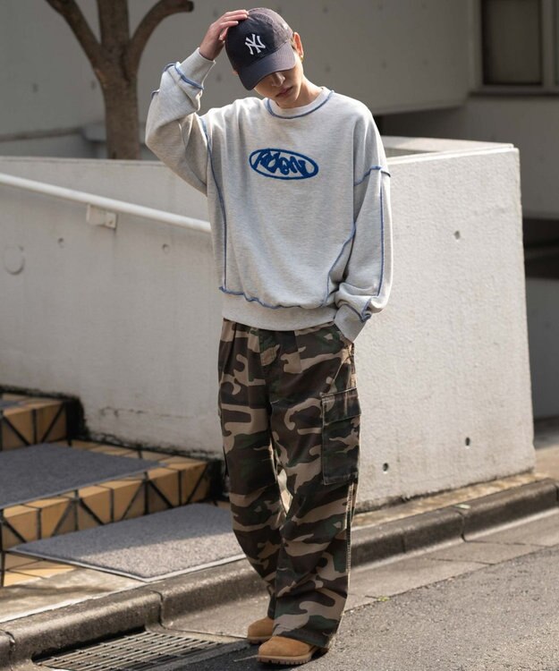 WEGO 【ユニセックス着用ITEM】ショートカラーステッチサガラロゴプルオーバー 杢グレー