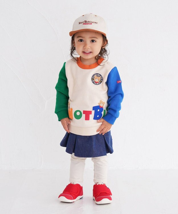 MIKI HOUSE HOT BISCUITS 【80-120cm】 立体ロゴ×キャラクタートレーナー アイボリー