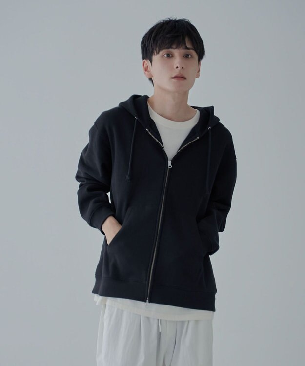 WEGO 【ユニセックス着用ITEM/SMLサイズ展開】リラックスフィットダブルZIPパーカー ブラック