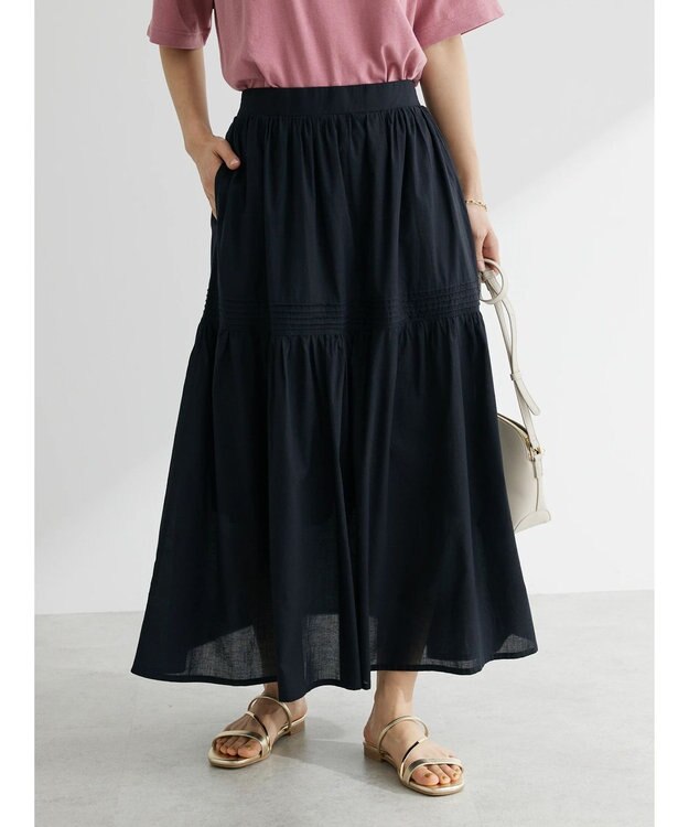 Green Parks ティアードロングスカート Black
