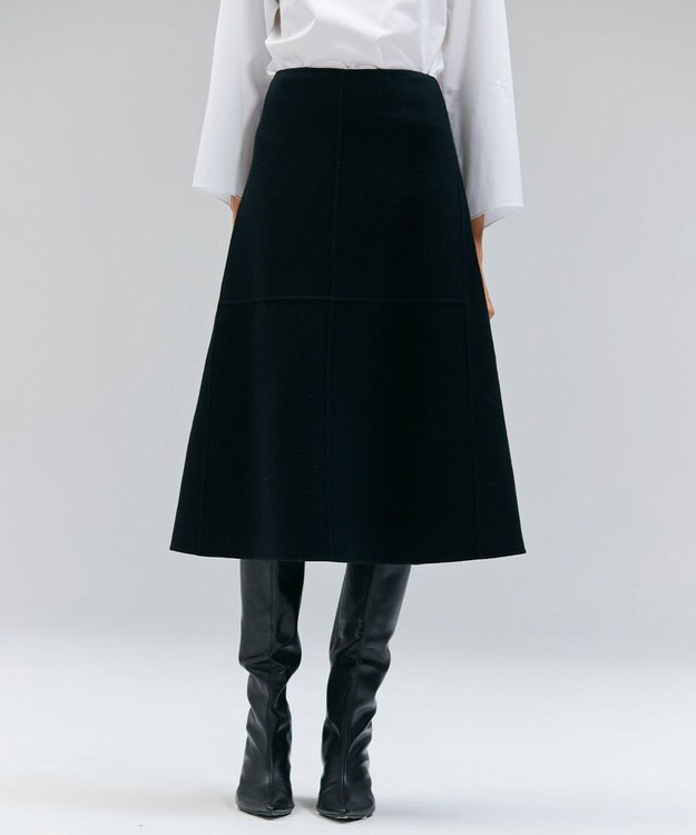 BEIGE， LEMOORE / ウールリバーAラインスカート Black