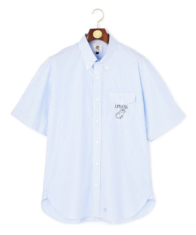 J.PRESS MEN 【AaronChang】【UNISEX】コットンタイプライター ストライプ シャツ / B.D. / Baggy-Fit サックスブルー系1