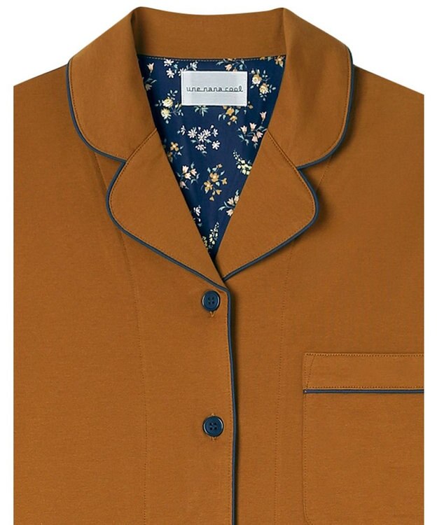 une nana cool 【綿100%】60/2 やわらか天竺 半袖開襟パジャマ MADE WITH LIBERTY FABRIC マスタード