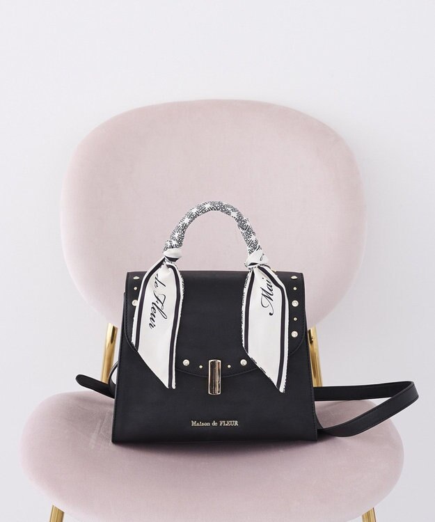 Maison de FLEUR スタッズフラップ２Ｗａｙバッグ Black