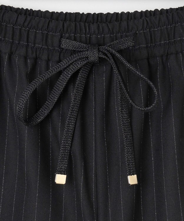 ANY SIS 【洗える】ラメキライージードロスト パンツ ブラックストライプ